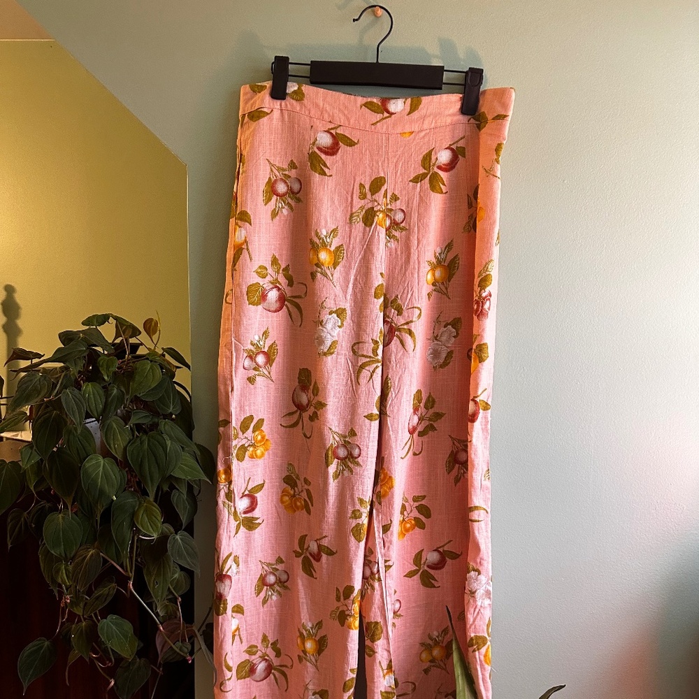 Linen Trousers with Fruit Pattern